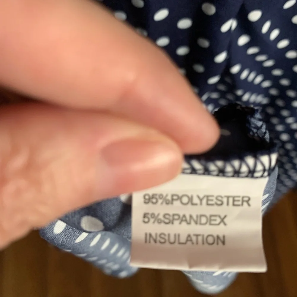 NWOT Navy and White Polka Dot High Low Midi Dress Size Med. - Picture 8 of 8